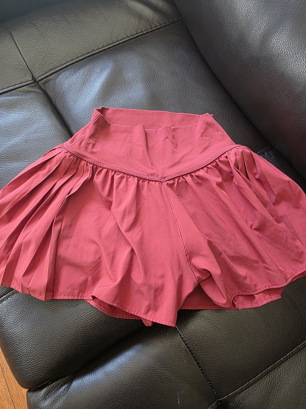 Women's Mini Skirt - Red Pleated Active Skort